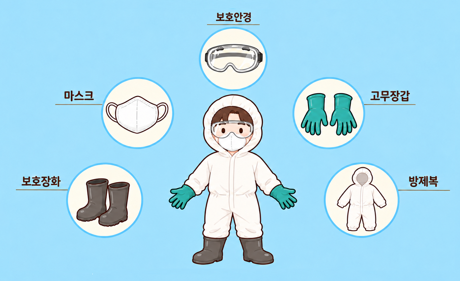 농약 살포시 안전보호장비 착용